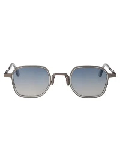 Movitra Light Gun Stal Black With Flash Electric Light Blue Lenses Acetate Sunglasses