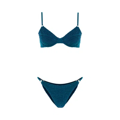 Movom Women's Blue Fauna Underwire String Bikini