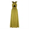 Movom Women's Green Aspen Criss Cross Maxi Dress In Green
