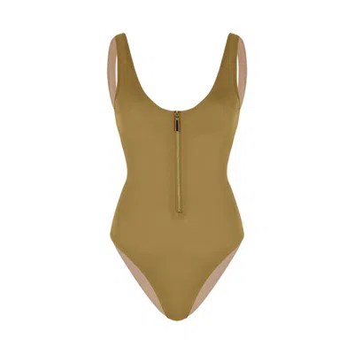Movom Women's Green Tonie Zipper Swimsuit