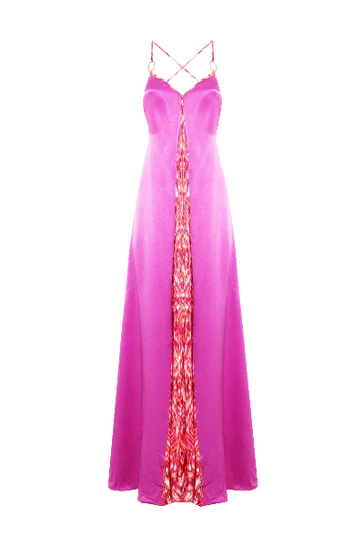 Movom Women's Pink / Purple Santo V-neck Maxi Dress In Pink/purple