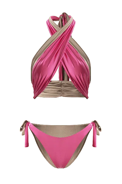 Movom Women's Pink / Purple Zuni Criss Cross Bikini In Pink/purple