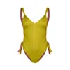 Movom Women's Yellow / Orange Asha Side Ruched Swimsuit In Yellow/orange