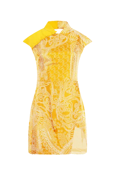Movom Women's Yellow / Orange Johona Cheongsam Dress In Yellow/orange