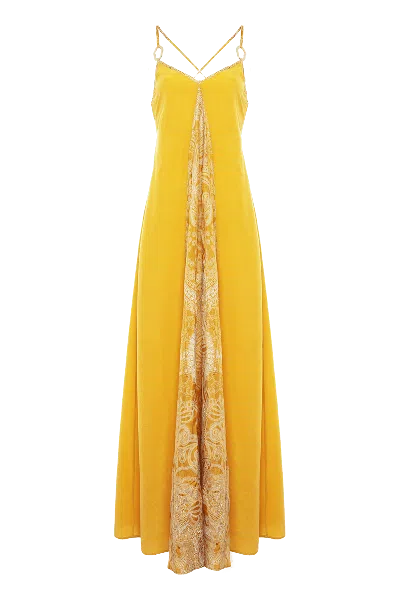 Movom Women's Yellow / Orange Johona V-neck Maxi Dress In Yellow/orange