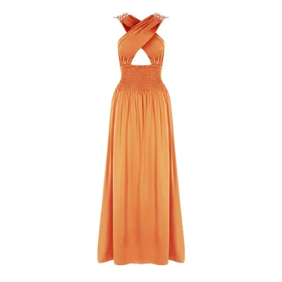Movom Women's Yellow / Orange Rory Criss Cross Maxi Dress In Yellow/orange