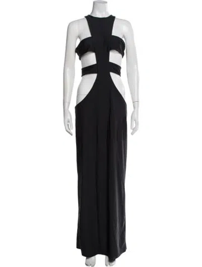 Pre-owned Mowalola Asymmetrical Long Dress In Black
