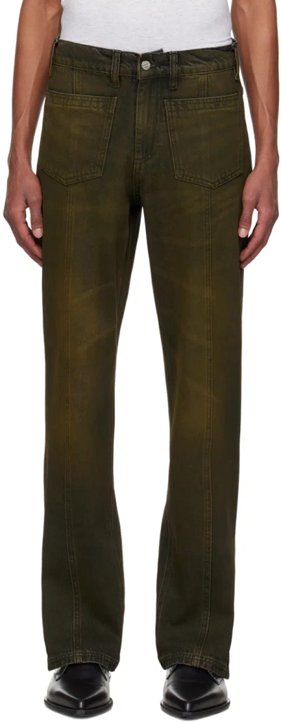 Mowalola Brown Midi Jeans In Brown Wash