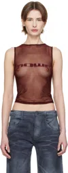 Mowalola Burgundy Miss Sixty Edition Stretchy Tank Top In Burgundy/white