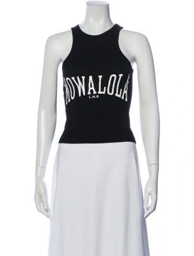 Pre-owned Mowalola Graphic Print Crew Neck Crop Top In Blue