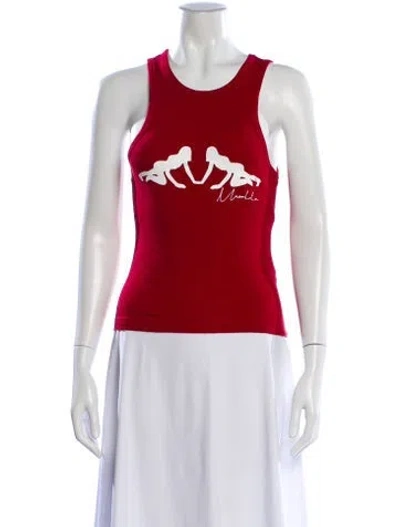 Pre-owned Mowalola Graphic Print Crew Neck Top In Red