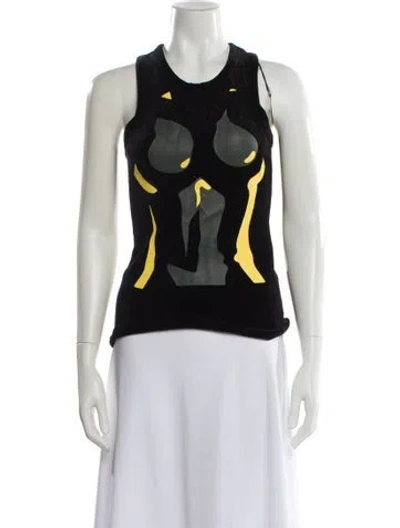 Pre-owned Mowalola Graphic Print Crew Neck Top W/ Tags In Black