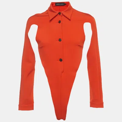 Pre-owned Mowalola Orange Jersey Cut-out Bodysuit Top S