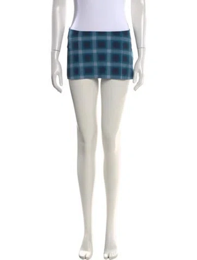 Pre-owned Mowalola Plaid Print Mini Skirt In Blue