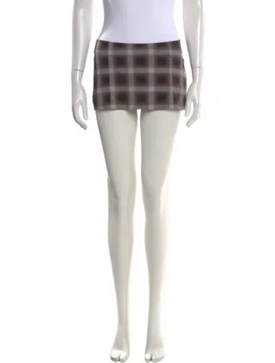 Pre-owned Mowalola Plaid Print Mini Skirt In Brown
