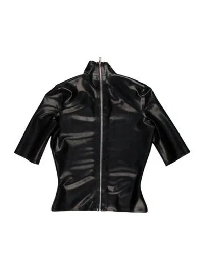 Pre-owned Mowalola Rubber Mock Neck Top In Black
