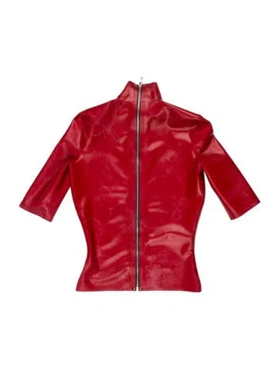 Pre-owned Mowalola Rubber Mock Neck Top In Red