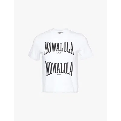 Mowalola Womens White Brand-print Regular-fit Stretch-cotton T-shirt