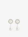 Moya Womens Silver Maria Rhodium-plated Brass Drop Earrings In Silver