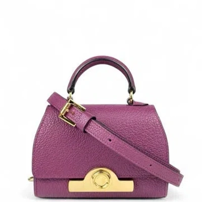 Pre-owned Moynat Calfskin Réjane Top Handle Bag Nano In Purple