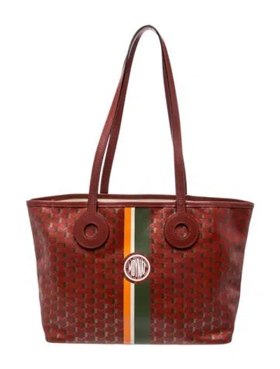 Pre-owned Moynat Canvas Grained Calfskin Canvas 1920 Oh! Tote Ruban Gm In Black