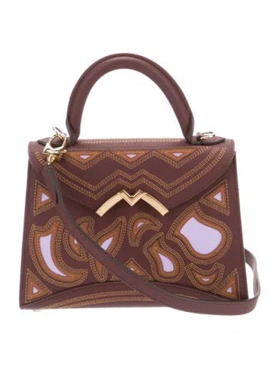 Pre-owned Moynat Leather Gabrielle Gypsy Petit In Burgundy