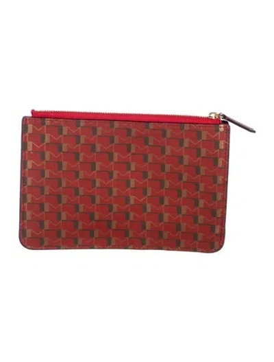 Pre-owned Moynat Leather Patterned Pouch In Red