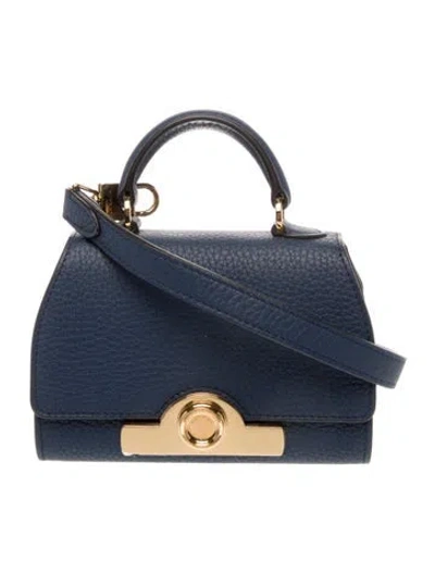 Pre-owned Moynat Leather Rejane Nano In Blue