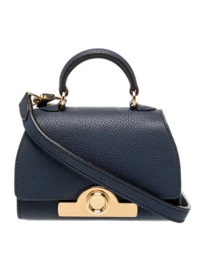 Pre-owned Moynat Leather Rejane Nano In Blue
