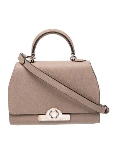 Pre-owned Moynat Leather Rejane Petite In Neutral