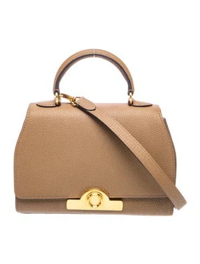 Pre-owned Moynat Leather Taurillon Blush Rejane Bb In Brown