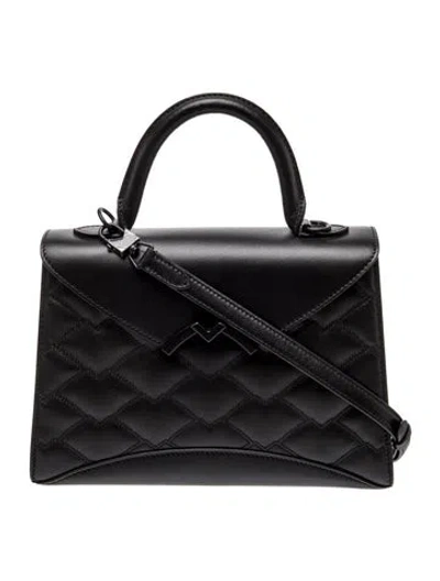 Pre-owned Moynat Leather Top Handle Bag In Black