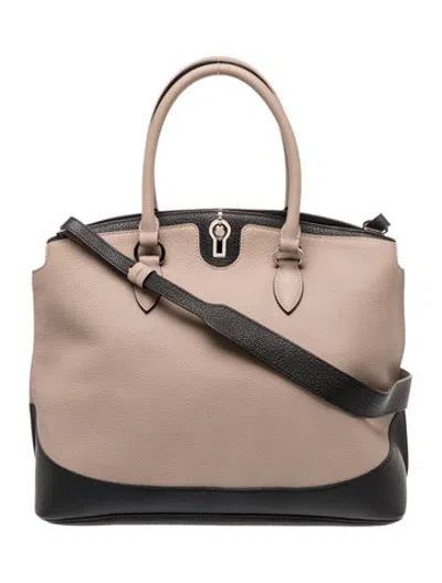 Pre-owned Moynat Leather Top Handle Bag In Neutrals
