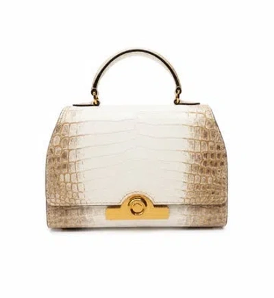 Pre-owned Moynat Niloticus Crocodile In White