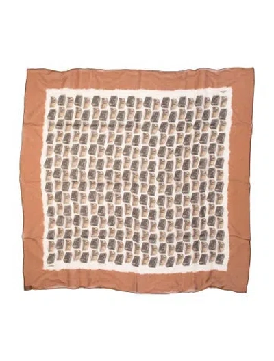 Pre-owned Moynat Silk Graphic Print Scarf In Orange