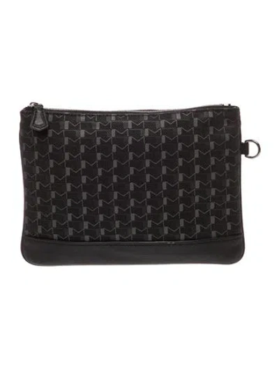 Pre-owned Moynat Toile 1920 Canvas Clutch Pouch In Black