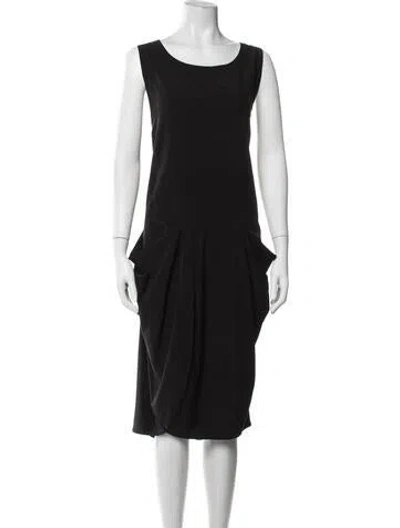 Pre-owned Moyuru Crew Neck Knee-length Dress In Black