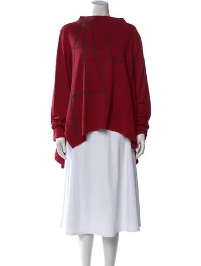 Pre-owned Moyuru Graphic Print Mock Neck Top W/ Tags In Red