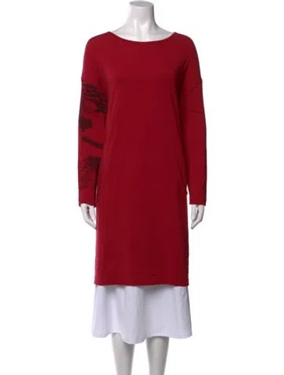 Pre-owned Moyuru Graphic Print Scoop Neck Tunic In Red