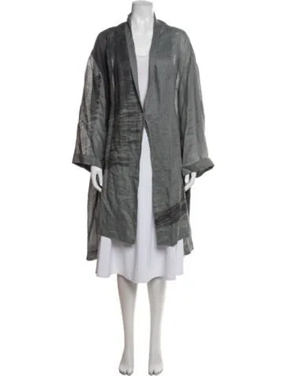 Pre-owned Moyuru Linen Patterned Coat In Blue