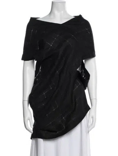 Pre-owned Moyuru Linen Patterned Top In Black