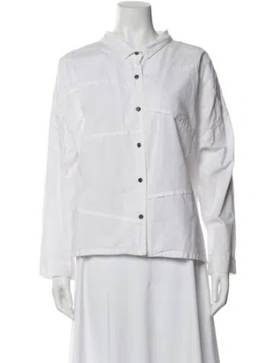 Pre-owned Moyuru Long Sleeve Button-up Top In White