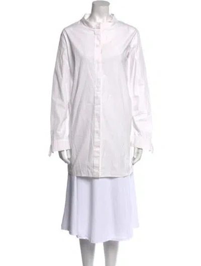 Pre-owned Moyuru Mock Neck Long Sleeve Tunic In White