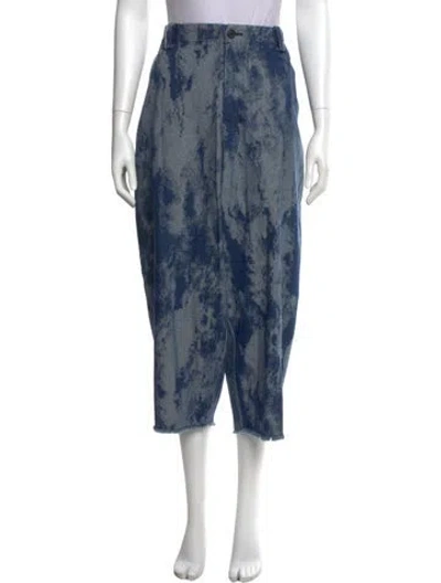 Pre-owned Moyuru Tie-dye Print Wide Leg Pants In Blue