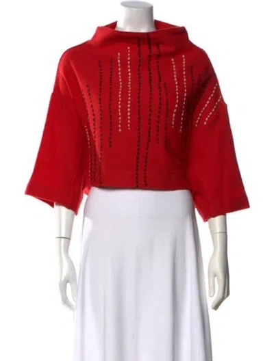 Pre-owned Moyuru Wool Printed Crop Top In Red