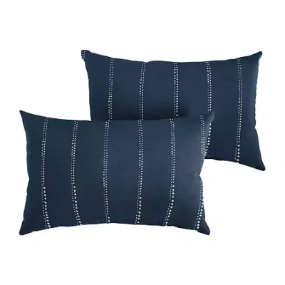 Mozaic Company 12''x18'' Knife Edge 2-pc. Rectangular Outdoor Pillow - Carlo Oxford Navy In Blue