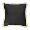 Mozaic Company 18'' Fringe Outdoor Pillow - Canvas Black In Black
