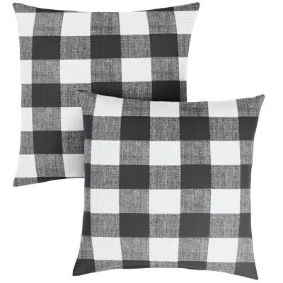 Mozaic Company Banbridge Buffalo Outdoor Square Pillow Cover & Insert In Black