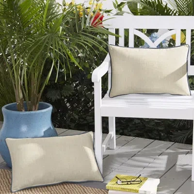 Mozaic Company Corded Outdoor Rectangular Pillow Cover & Insert In Blue,pumice