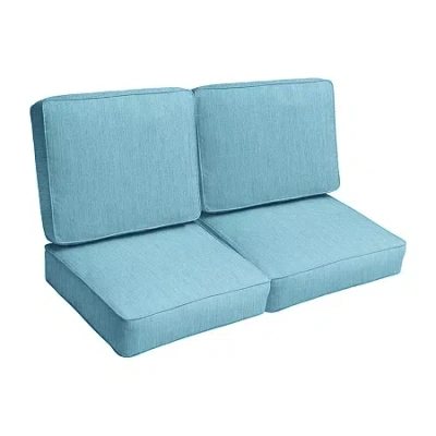 Mozaic Company Deep Seating Loveseat Cushion Set,corded Patio Seat Cushion - Cast Horizon In Blue